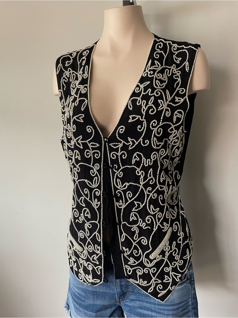 90s Vintage Pearl Ahead Of The Crowd Button Down Vest Waistcoat Whimsigoth M